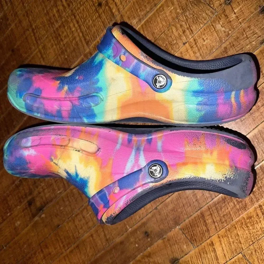 Crocs rubber washable nursing ortho tie dye 11 clogs